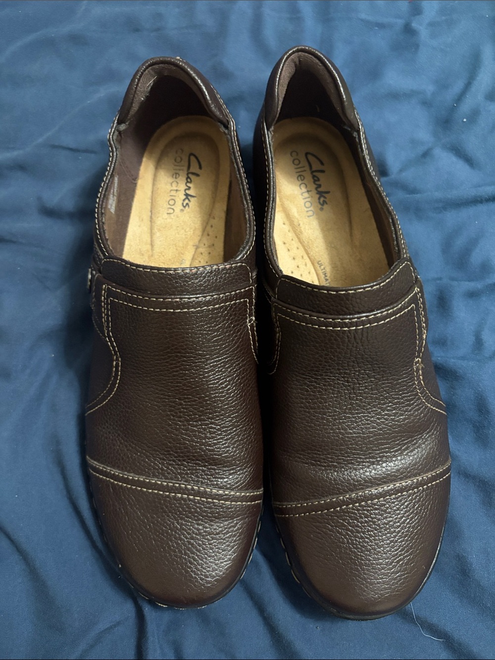 Clarks Women's Dark Brown Slip-On Leather Loafers
